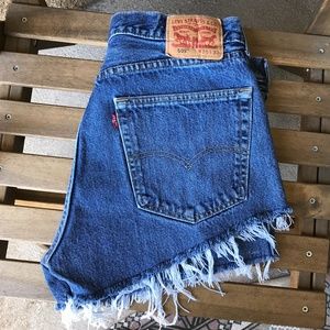 LEVI'S 505 High Waisted Raw Hem Jean Shorts- 12